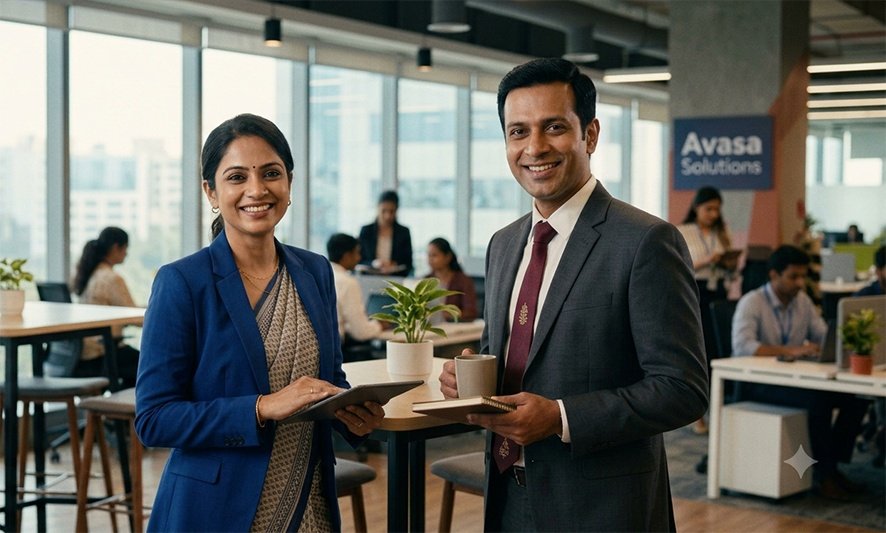Indian founder and investor meeting in a modern office